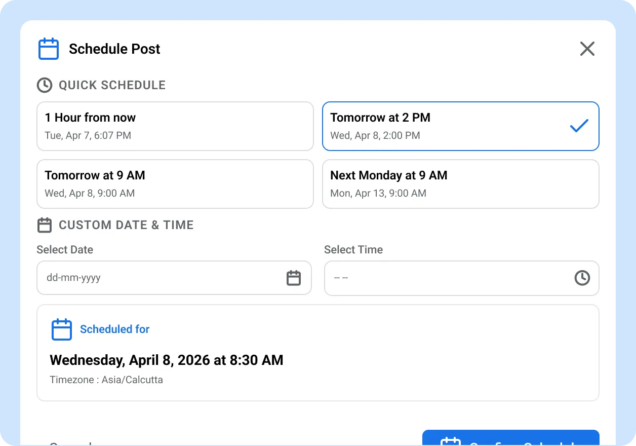 Set the publish date while you create the post