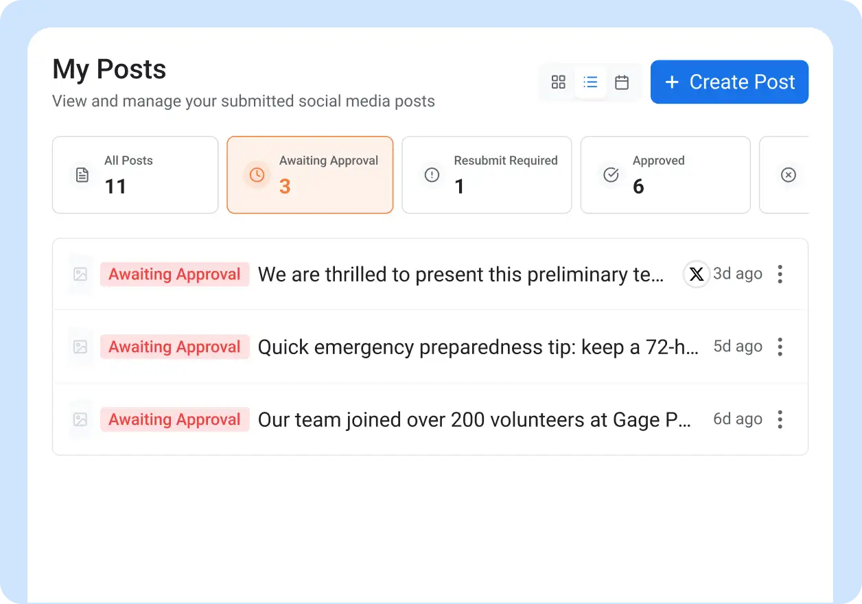 Your frontline worker creates a post