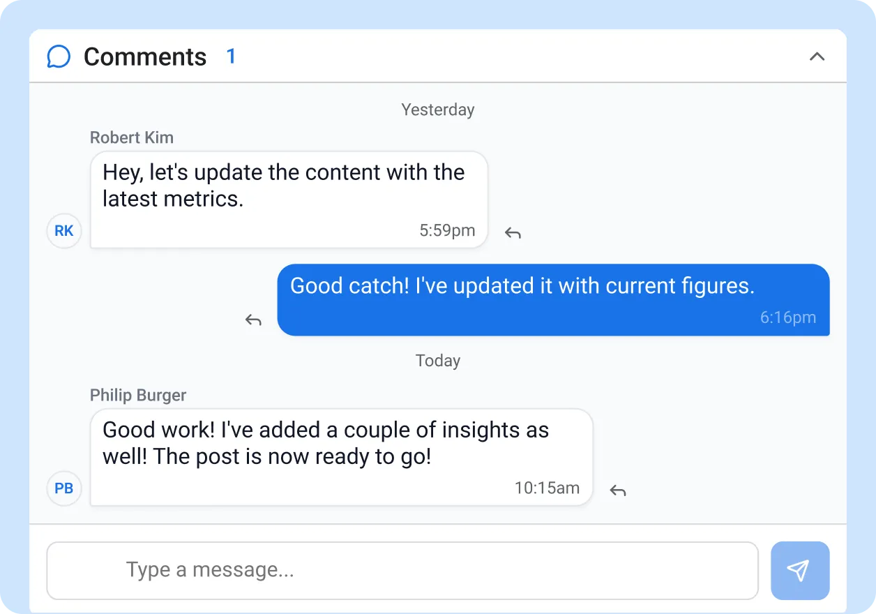 Your team discusses changes without leaving the platform